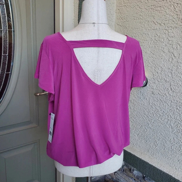 NY COLLECTION | Studded Open Back Top in Magenta sz 1X - Picture 4 of 7